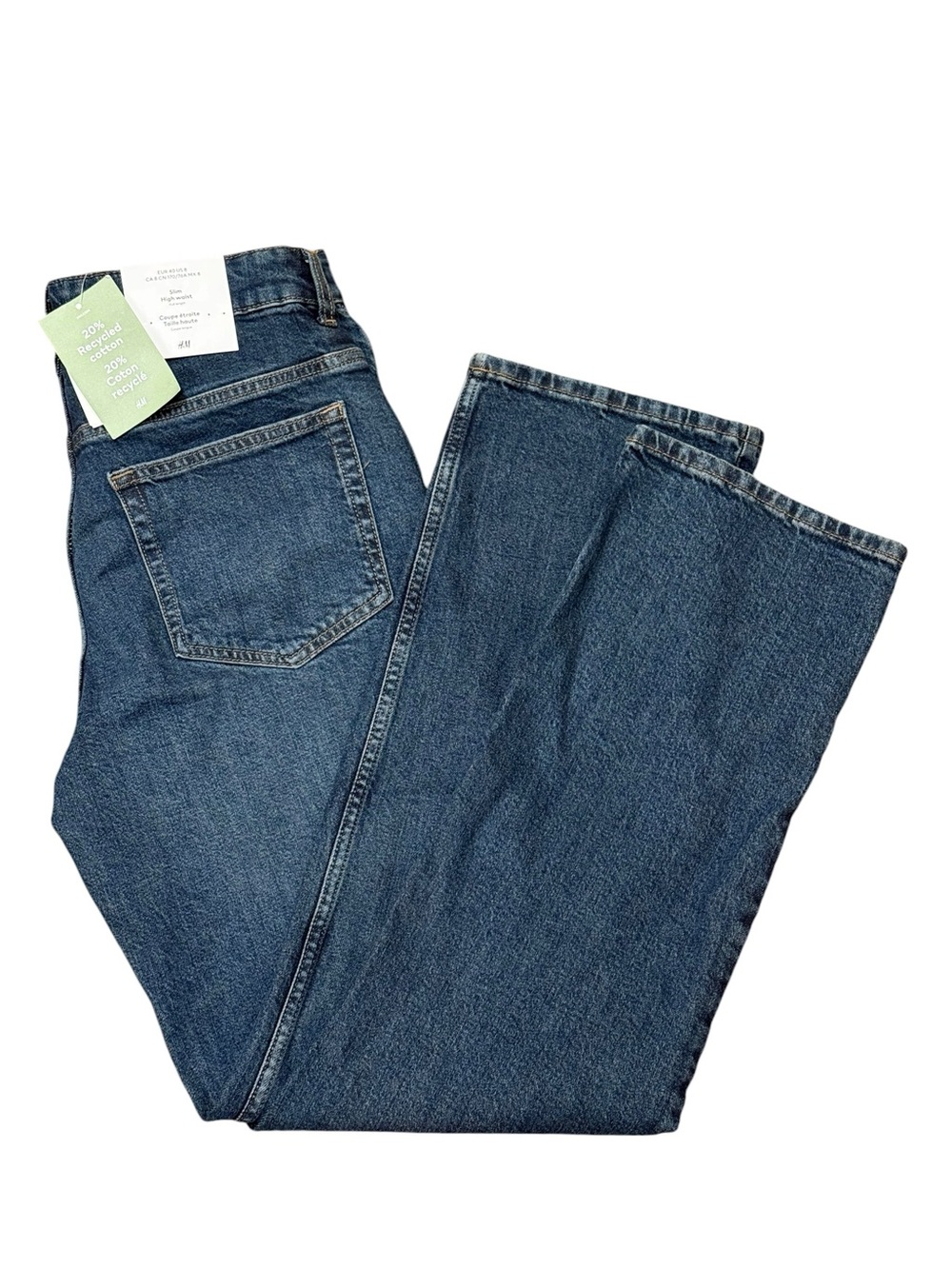 H&M slim high waist jeans medium wash blue size 8 minimalist NWT weekend fall